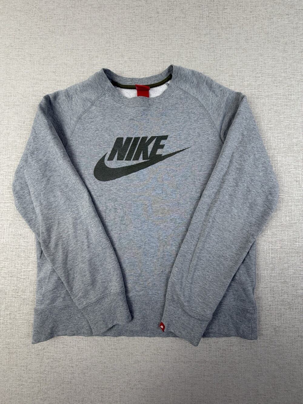Nike Swoosh Logo Crewneck Sweatshirt Gray Size Large